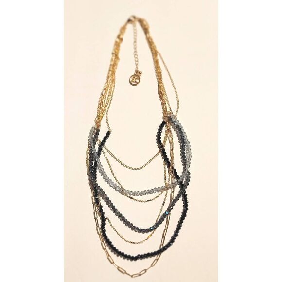 GORGEOUS GOLD MULTI STONE CRYSTAL CHAIN NECKLACE NWT - Picture 2 of 7